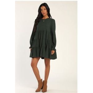 Lulu’s Hunter Green Babydoll Dress | Size XS